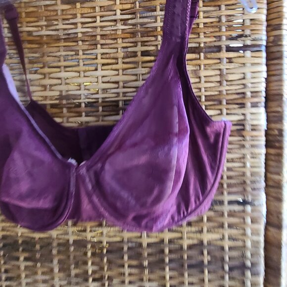 Lane Bryant CACIQUE Bra Unlined Modern Lace UL Full Coverage Plum Color Size 38G - Picture 2 of 5
